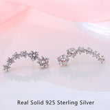 100% Genuine Real Pure Solid 925 Sterling Silver Earrings for Women Jewelry Ear Cuff Cubic Zircon Female Stud Earrings Bijoux