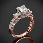 14K Gold Princess Diamond 2 Carat Ring for Women Wedding Bizuteria Anillos Gemstone 14K White Topaz Square Diamond Ring Jewelry