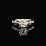 14K White Gold 1.0ct 2.0ct 3.0ct Round Cut Moissanite Ring Luxury Single row drill jewelry Engagement Diamond Ring