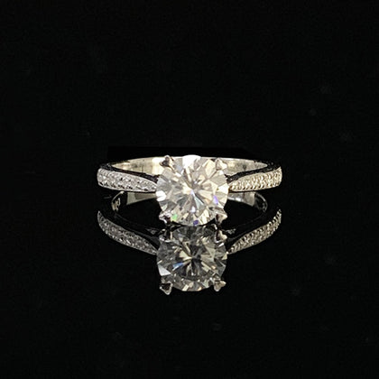 14K White Gold 1.0ct 2.0ct 3.0ct Round Cut Moissanite Ring Luxury Single row drill jewelry Engagement Diamond Ring