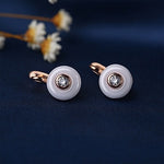 2019 Classic Design Romantic Jewelry Gold Silver Color AAA Cubic Zirconia Stone Ceramic Stud Earrings For Women Elegant Wedding