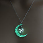 2019 Moon Glowing Necklace Gem Charm Jewelry Silver Plated Women Halloween Pendant Hollow Luminous Stone Pendant Necklace Gifts
