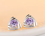 925 Sterling Silver Crystal Triangle Stud Earrings For Women Kids Prevent Allergy pendientes pendientes  A019