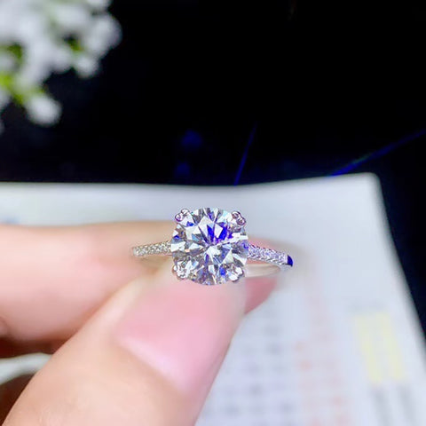 BOEYCJR 925 Silver 0.5ct/1ct/2ct/3ct F color Moissanite VVS  Elegant Engagement Wedding Diamond Ring  for Women