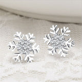 Blaike 925 Silver Filled Snowflake Stud Earrings For Women Exquisite Zircon Earrings Wedding Party Christmas Jewelry Gifts