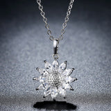 Brand Big Sunflower Charm Necklaces Silver/Gold Color Stainless Steel Rhinestone Pendant & Chain Men/Women Jewelry 2017 P1034