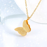 Golden Stainless Steel Butterfly Necklace Cute Insect Pendant Necklace Female Peng Girl Child Fashion Jewelry Birthday Gift