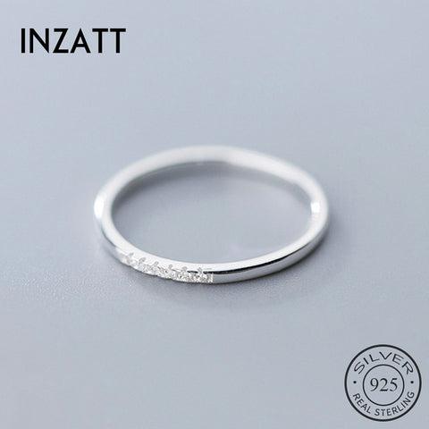 INZATT Real 925 Sterling Silver Zircon Round Geometric Ring For Fashion Women Cute Fine Jewelry 2019 Minimalist Accessories Gift