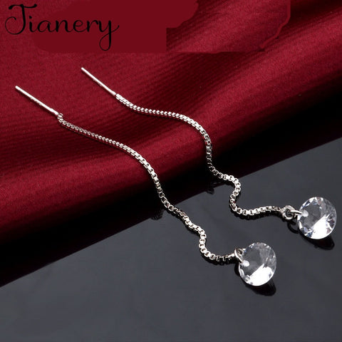 JIANERY 925 Sterling Silver Crystal Earrings for Women Girls Christmas Gift Statement Jewelry Pendientes Plata 925