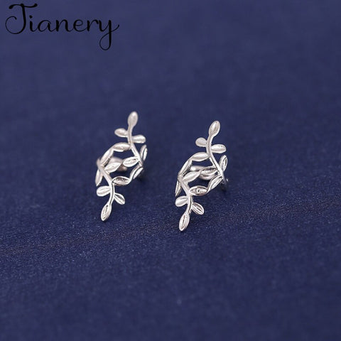 JIANERY 925 Sterling Silver Leaf Earrings for Women Girls Christmas Gift Statement Jewelry Pendientes Plata 925