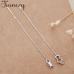 JIANERY 925 Sterling Silver Long Cat Fish Earrings for Women Girls Christmas Gift Statement Jewelry Pendientes Plata 925