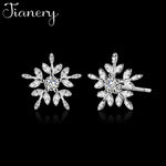 JIANERY Fashion 925 Sterling Silver Crystal Snow Earrings For Women Wedding Jewelry Statement Earrings Pendientes Bijoux