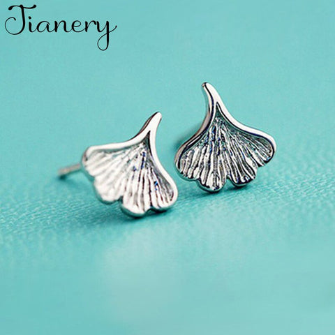 JIANERY Fashion 925 Sterling Silver Ginkgo Leaf Earrings For Women Wedding Jewelry Statement Earrings Pendientes Bijoux