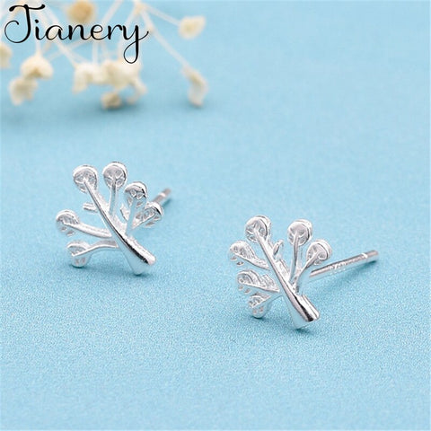 JIANERY Korean 925 Sterling Silver Tree Earrings For Women Wedding Fashion 925 Jewelry Pendientes Brincos