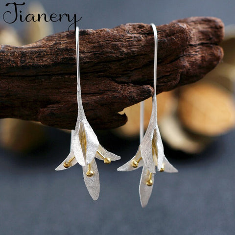 JIANERY New Arrivals 925 Sterling Silver Big Flower Earrings For Women Fashion Jewelry pendientes Brincos