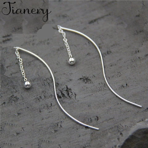 JIANERY New Arrivals 925 Sterling Silver Long Beads Earrings For Women Fashion Jewelry pendientes Brincos