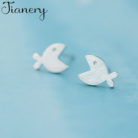 JIANERY New Design Real 925 Sterling Silver Fish Earrings for Women Lady Fashion Jewelry Pendientes Brincos