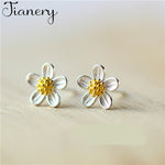 JIANERY New Design Real 925 Sterling Silver Sweet Flower Earrings for Women Lady Fashion Jewelry Pendientes Brincos