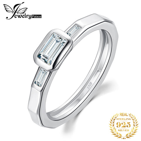 JewelryPalace 3 Stone CZ Engagement Ring 925 Sterling Silver Rings for Women Anniversary Ring Wedding Rings Silver 925 Jewelry