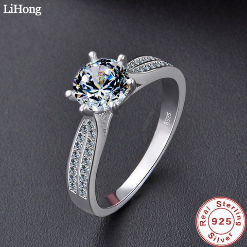 Luxury Jewelry Simulation Diamond Ring 100% 925 Sterling Silver Ring Women's High Jewelry Engagement Shiny Ring