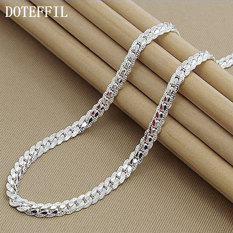 New Arrivals Women 6MM Full Sideways 925 Silver Necklace 925 Silver Color Fashion Jewelry Women Men Link Chain Necklace Lady Gif
