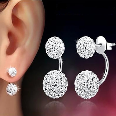 Promotion Shambhala Double Ball Design 925 Sterling Silver Ladies' Stud Earrings For Women Jewelry Birthday Gift Oorbellen