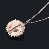 RJ Rose Gold Silver Custom Sunflower Necklace You Are My Sunshine Open Locket Sunflower Collar Ladys Girls Friends Jewelry Gift