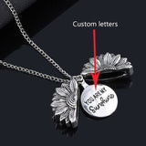 RJ Rose Gold Silver Custom Sunflower Necklace You Are My Sunshine Open Locket Sunflower Collar Ladys Girls Friends Jewelry Gift