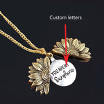 RJ Rose Gold Silver Custom Sunflower Necklace You Are My Sunshine Open Locket Sunflower Collar Ladys Girls Friends Jewelry Gift