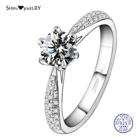 ShiPei 100% 925 Sterling Silver 1.4ct Created Moissanite Ring Engagement Wedding Ring for Women Anniversary Gift Fine Jewelry