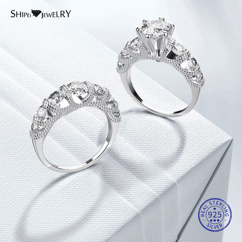 Shipei 1ct Created Moissanite Rings Set for Women Couples Finegers Jewelry 925 Sterling Silver Wedding Engagement Ring Set